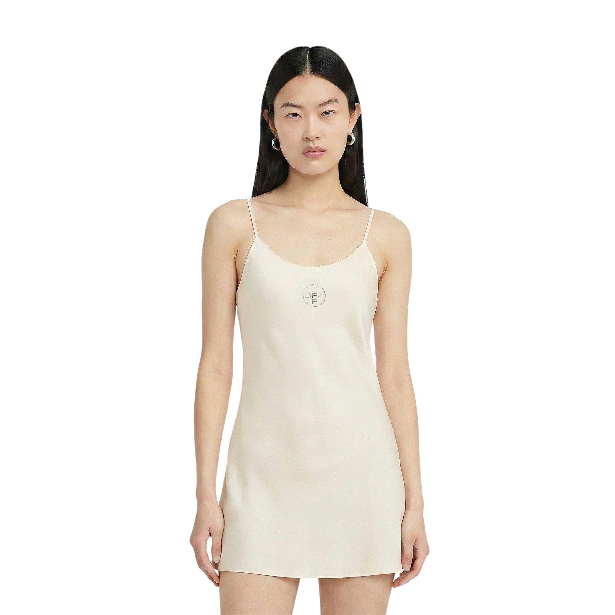 L/AB c/o Off-White Women's Rhinestone Strap Short Sateen Camisole - White - WHITE